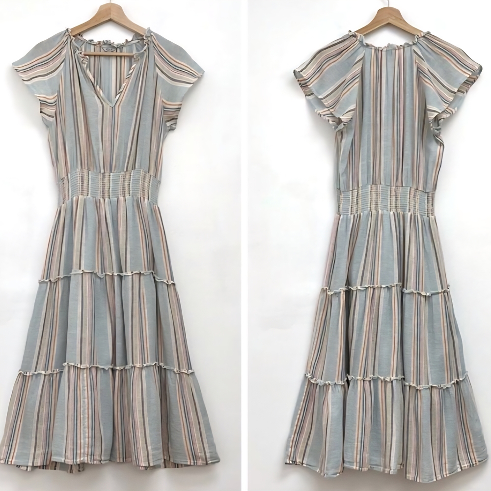 Rails Amelia Sag Harbor Pastel Striped Midi Dress - Size Large